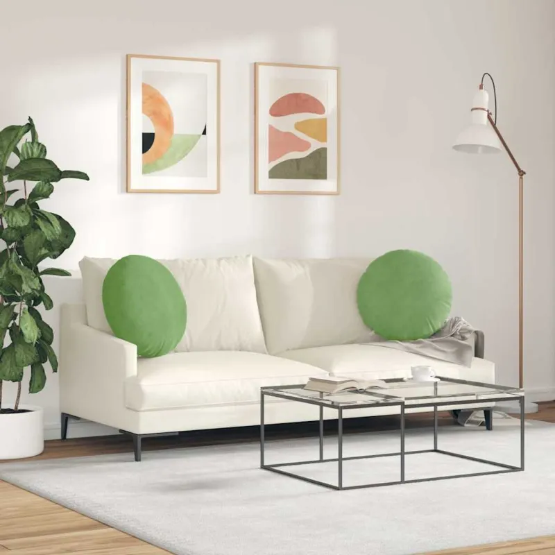 Sėdynių pagalvėlės 2 pcs Šviesiai žalia Ø50 x 19 cm Aksomas