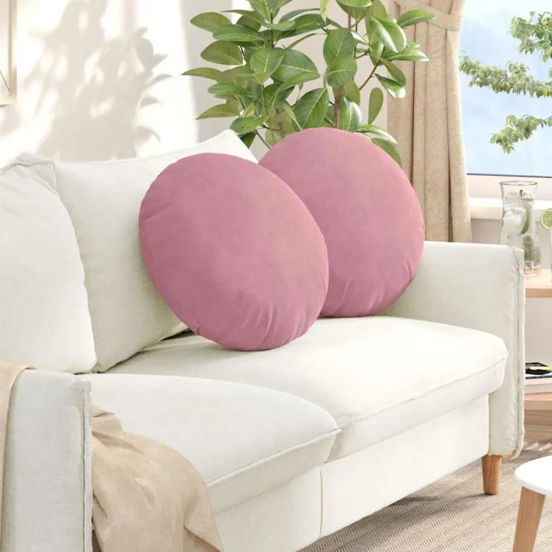 Sėdynių pagalvėlės 2 pcs Rožinė Ø50 x 19 cm Aksomas