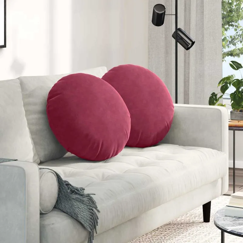 Sėdynių pagalvėlės 2 pcs Vyno raudona Ø50 x 19 cm Aksomas