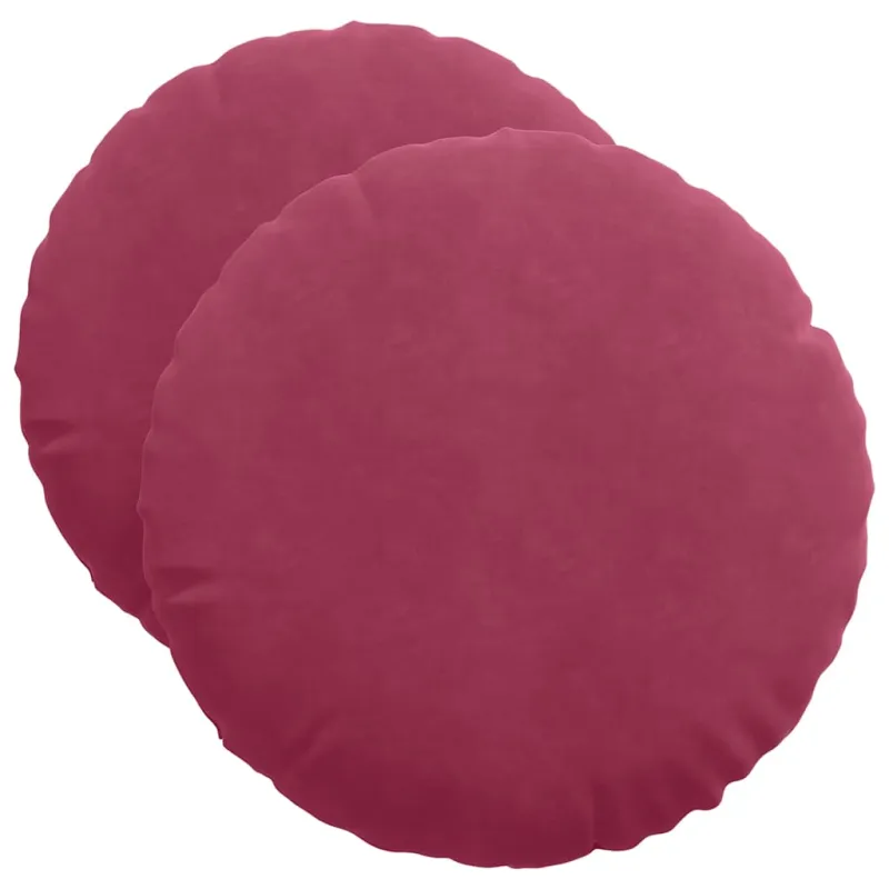 Sėdynių pagalvėlės 2 pcs Vyno raudona Ø50 x 19 cm Aksomas