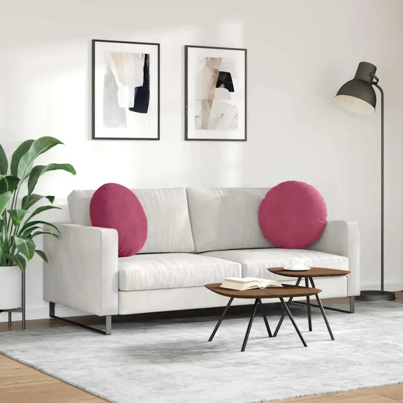 Sėdynių pagalvėlės 2 pcs Vyno raudona Ø50 x 19 cm Aksomas