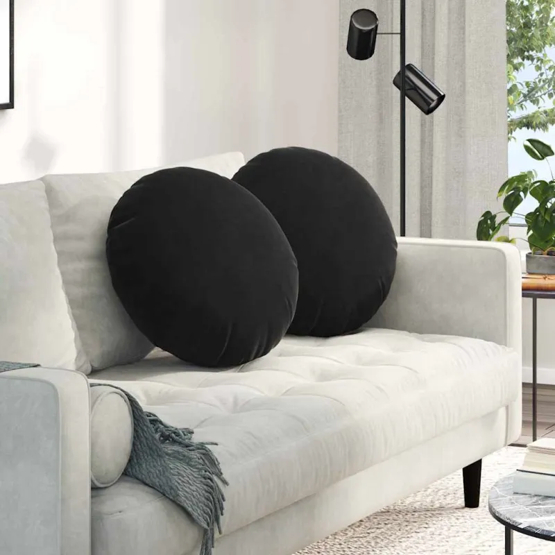 Sėdynių pagalvėlės 2 pcs Juoda Ø50 x 19 cm Aksomas