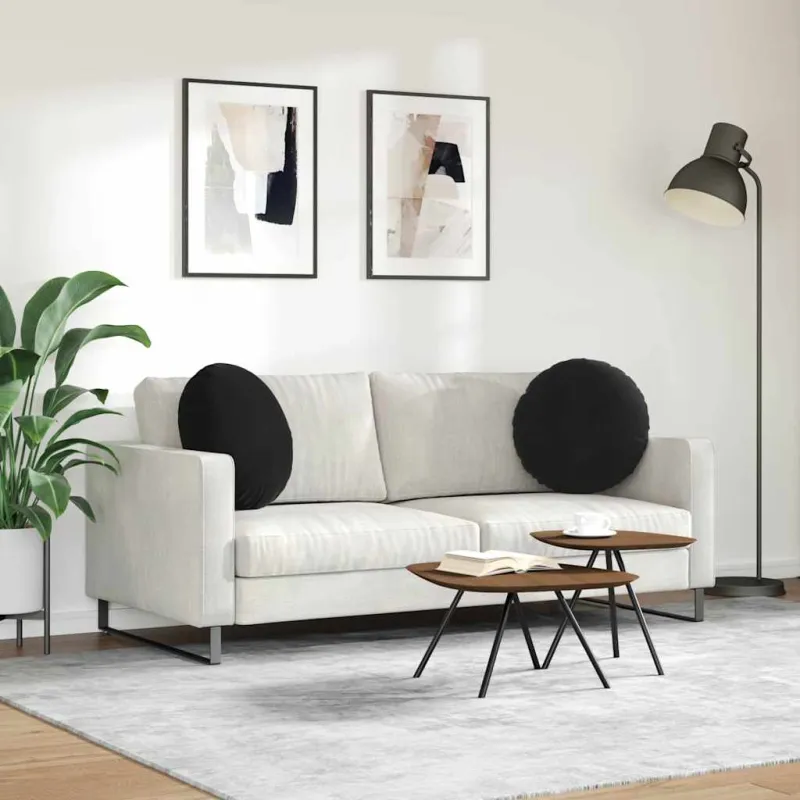 Sėdynių pagalvėlės 2 pcs Juoda Ø50 x 19 cm Aksomas