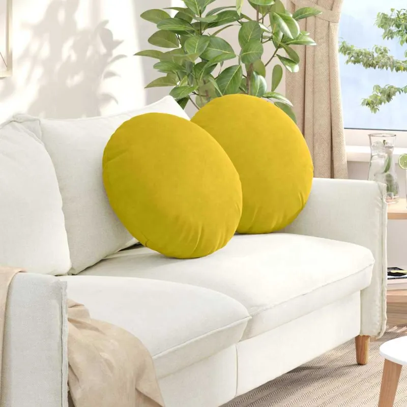 Sėdynių pagalvėlės 2 pcs Geltona Ø50 x 19 cm Aksomas
