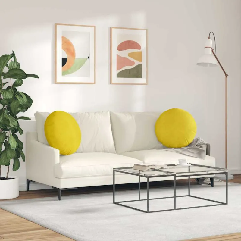 Sėdynių pagalvėlės 2 pcs Geltona Ø50 x 19 cm Aksomas
