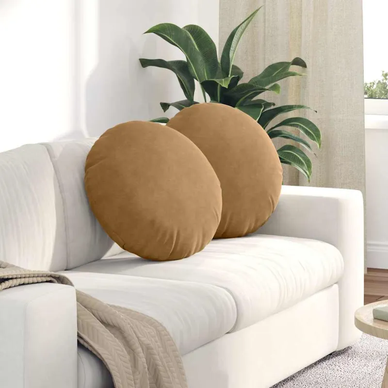 Sėdynių pagalvėlės 2 pcs Ruda Ø50 x 19 cm Aksomas