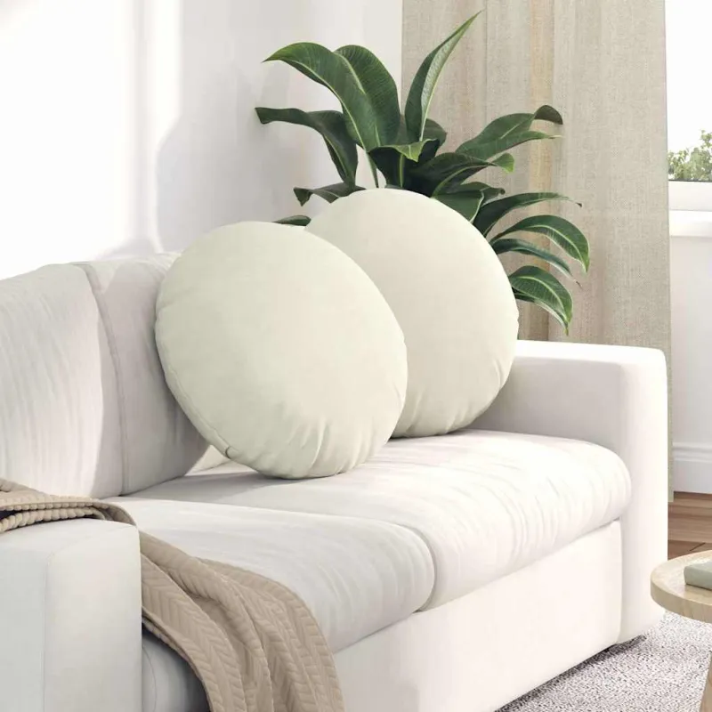 Sėdynių pagalvėlės 2 pcs Kreminė Ø50 x 19 cm Aksomas
