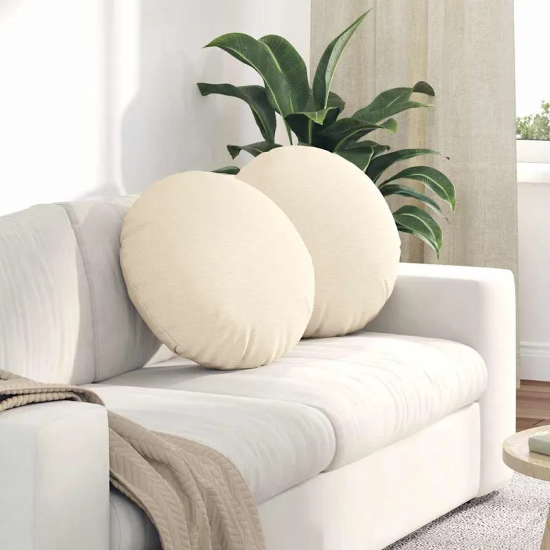 Sėdynių pagalvėlės 2 pcs Kreminė Ø50 x 19 cm Kordūrinis audinys