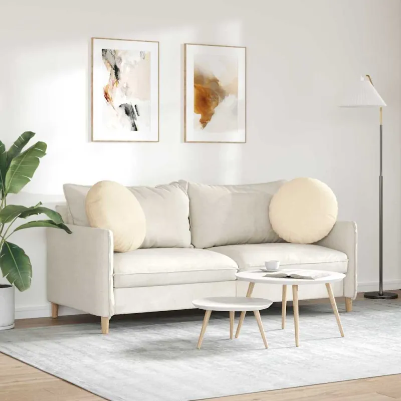 Sėdynių pagalvėlės 2 pcs Kreminė Ø50 x 19 cm Kordūrinis audinys