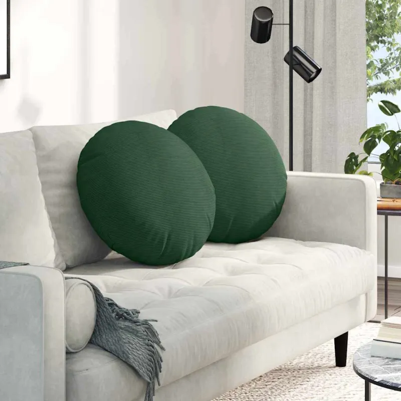 Sėdynių pagalvėlės 2 pcs Tamsiai žalia Ø50 x 19 cm