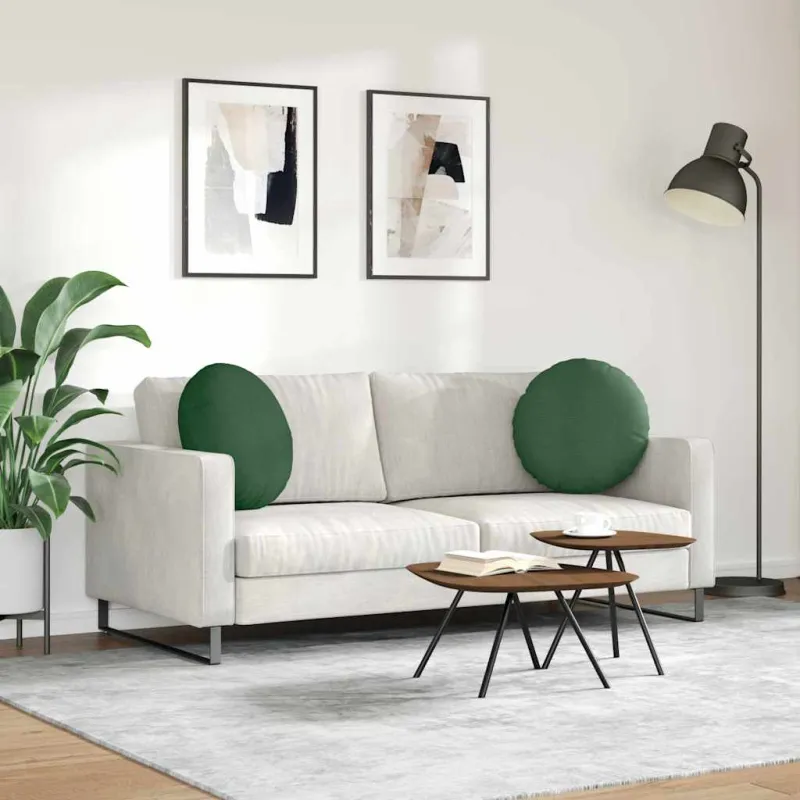 Sėdynių pagalvėlės 2 pcs Tamsiai žalia Ø50 x 19 cm
