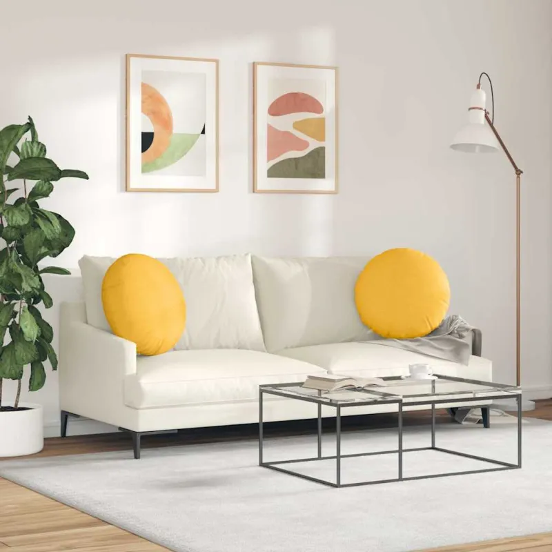 Sėdynių pagalvėlės 2 pcs Šviesi geltona Ø50 x 19 cm