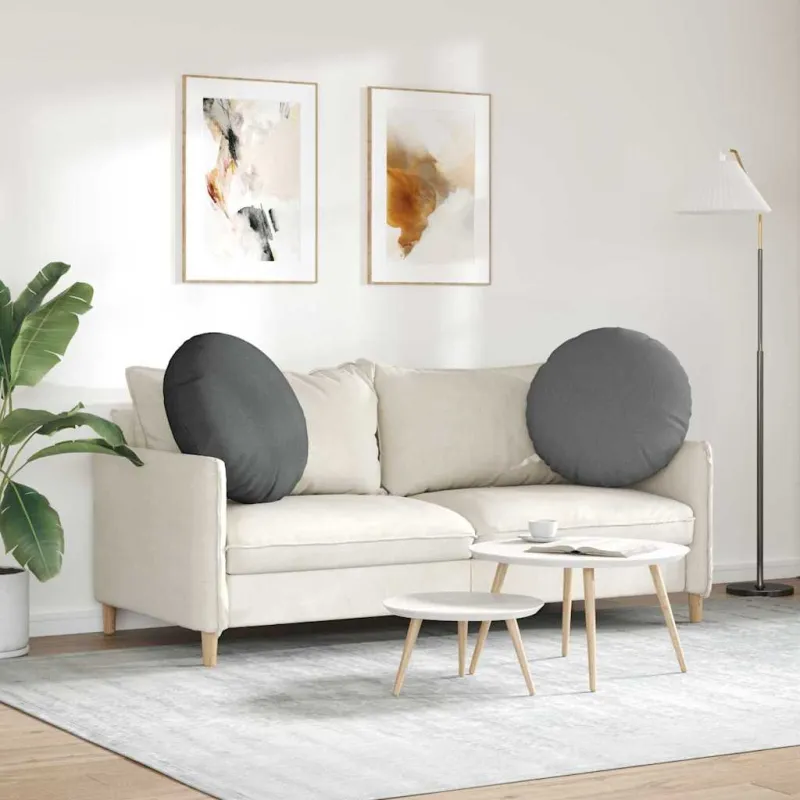 Sėdynių pagalvėlės 2 pcs Tamsiai pilka Ø60 x 21 cm audinys
