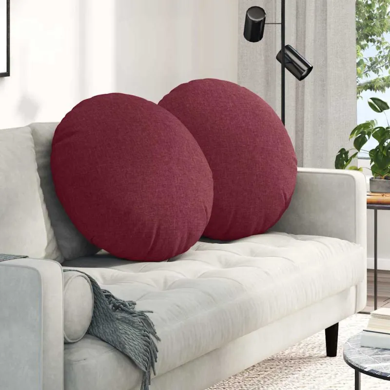 Sėdynių pagalvėlės 2 pcs Vyno raudona Ø60 x 21 cm audinys