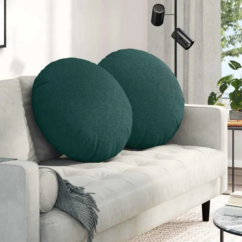Sėdynių pagalvėlės 2 pcs Tamsiai žalia Ø60 x 21 cm audinys