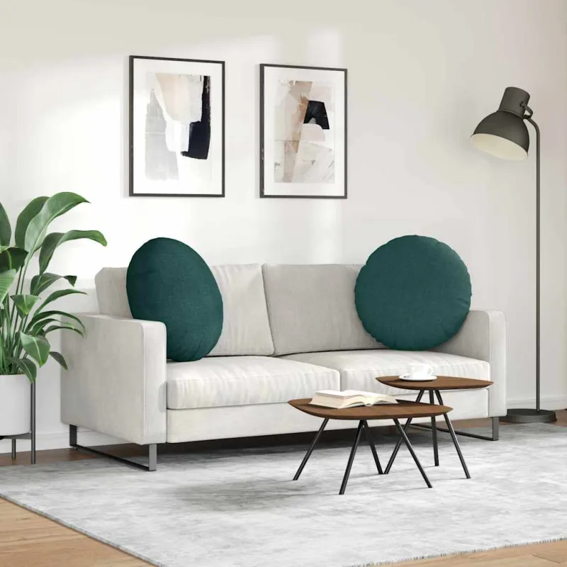 Sėdynių pagalvėlės 2 pcs Tamsiai žalia Ø60 x 21 cm audinys