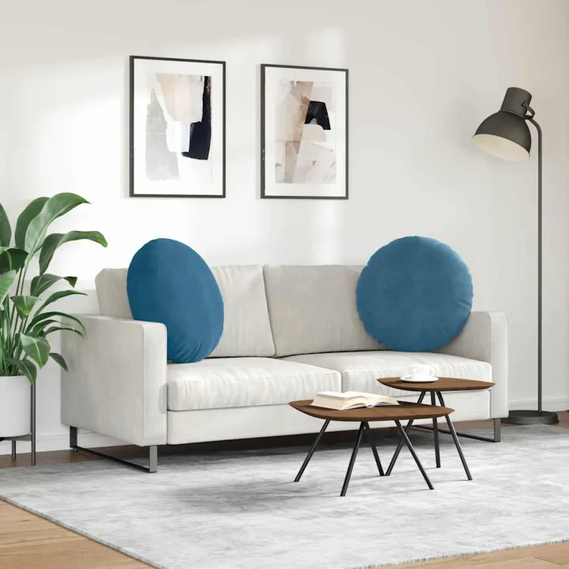 Sėdynių pagalvėlės 2 pcs Mėlyna Ø60 x 21 cm Aksomas