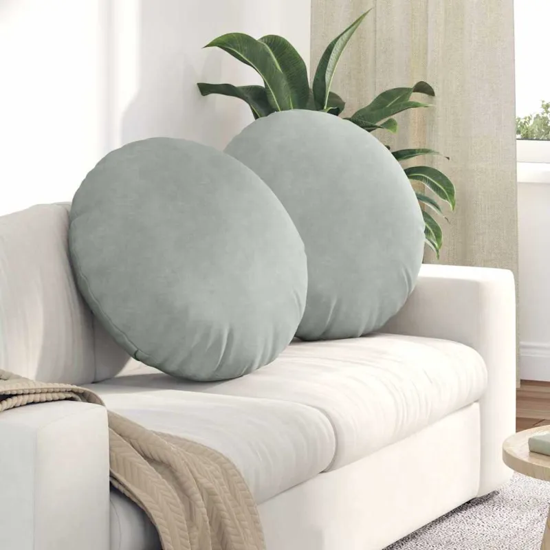 Sėdynių pagalvėlės 2 pcs Šviesiai pilka Ø60 x 21 cm Aksomas