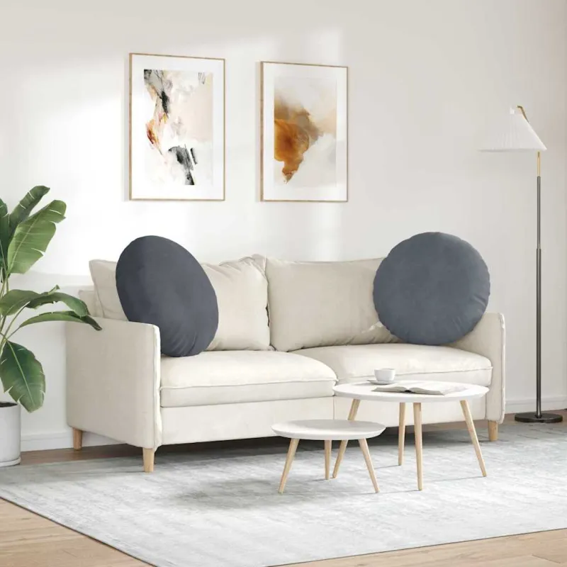 Sėdynių pagalvėlės 2 pcs Tamsiai pilka Ø60 x 21 cm Aksomas