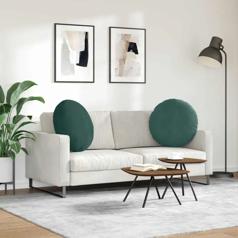 Sėdynių pagalvėlės 2 pcs Tamsiai žalia Ø60 x 21 cm Aksomas