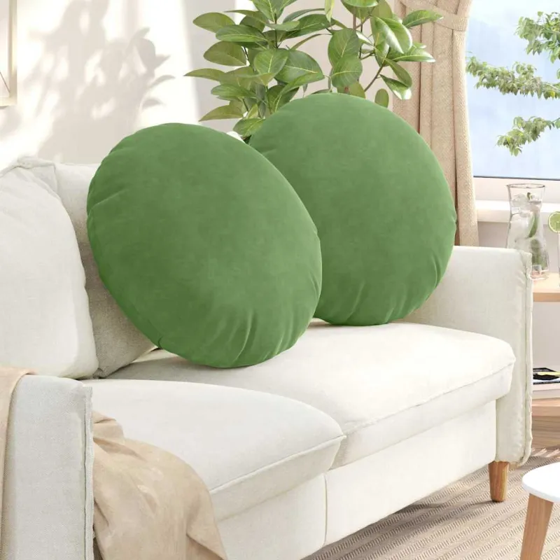 Sėdynių pagalvėlės 2 pcs Šviesiai žalia Ø60 x 21 cm Aksomas