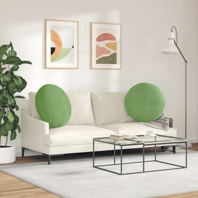 Sėdynių pagalvėlės 2 pcs Šviesiai žalia Ø60 x 21 cm Aksomas