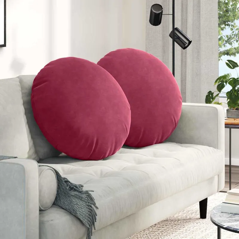 Sėdynių pagalvėlės 2 pcs Vyno raudona Ø60 x 21 cm Aksomas