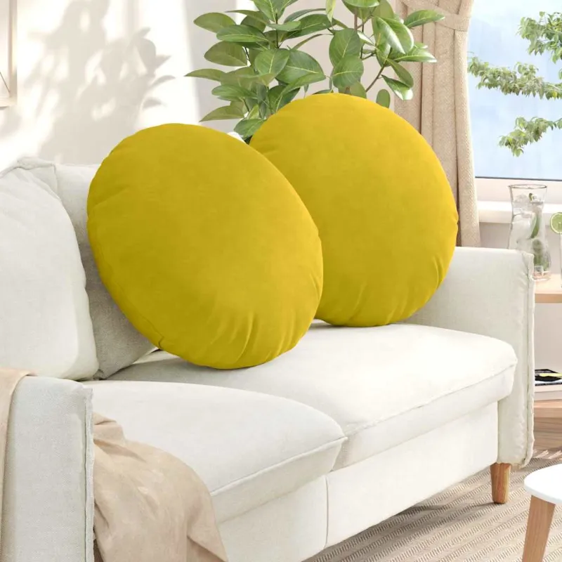 Sėdynių pagalvėlės 2 pcs Geltona Ø60 x 21 cm Aksomas