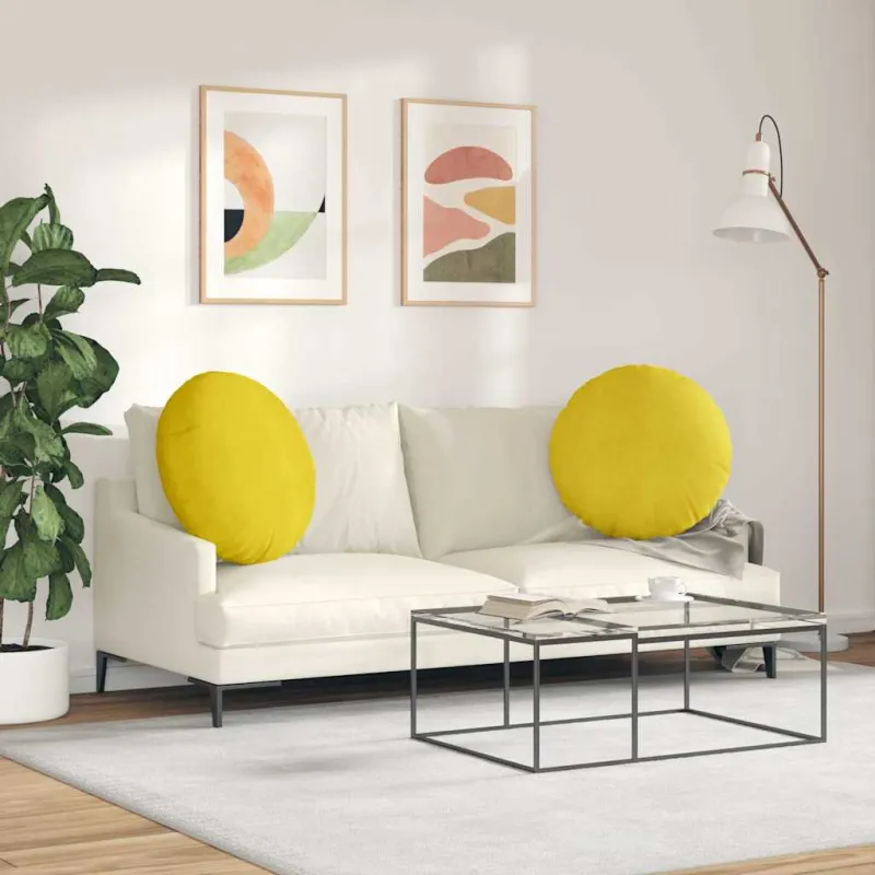 Sėdynių pagalvėlės 2 pcs Geltona Ø60 x 21 cm Aksomas