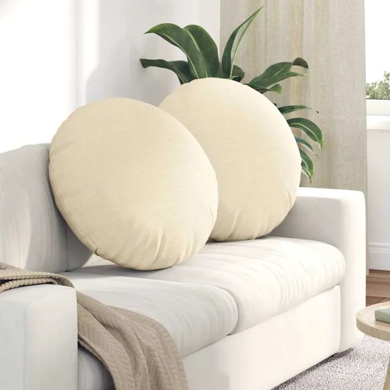 Sėdynių pagalvėlės 2 pcs Kreminė Ø60 x 21 cm Kordūrinis audinys