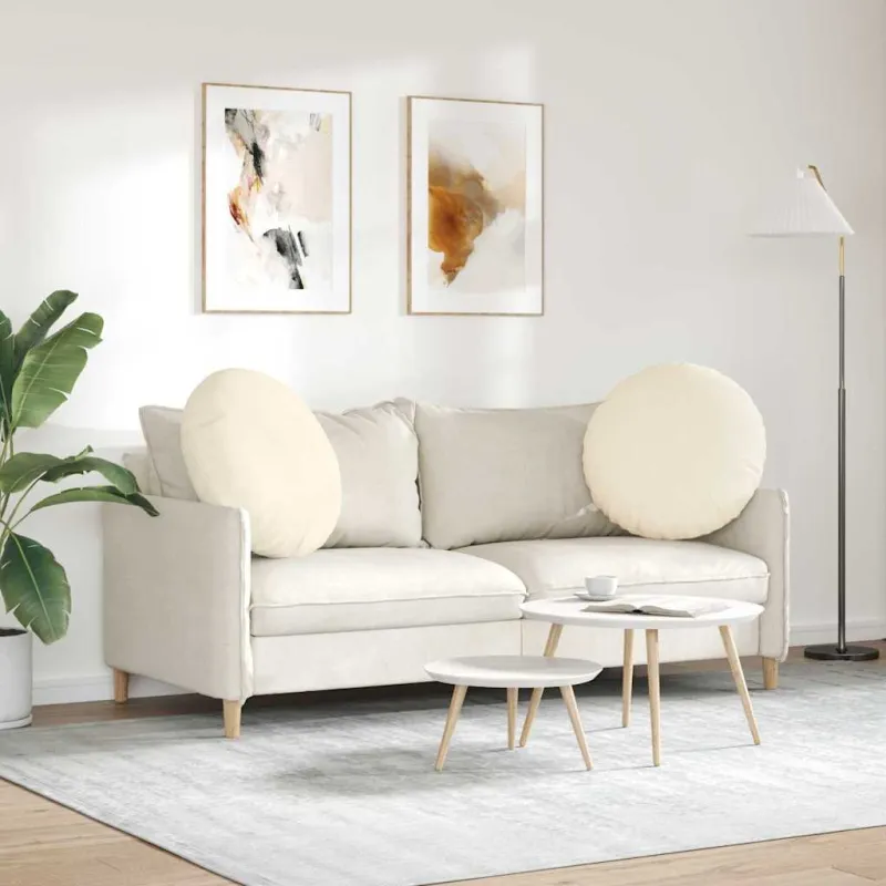 Sėdynių pagalvėlės 2 pcs Kreminė Ø60 x 21 cm Kordūrinis audinys