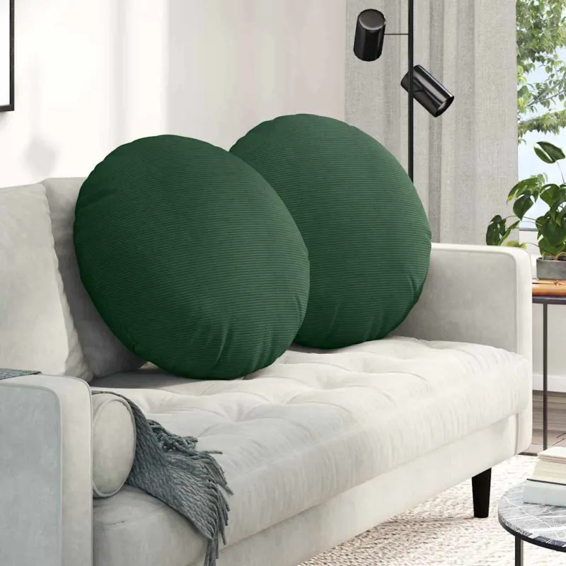 Sėdynių pagalvėlės 2 pcs Tamsiai žalia Ø60 x 21 cm