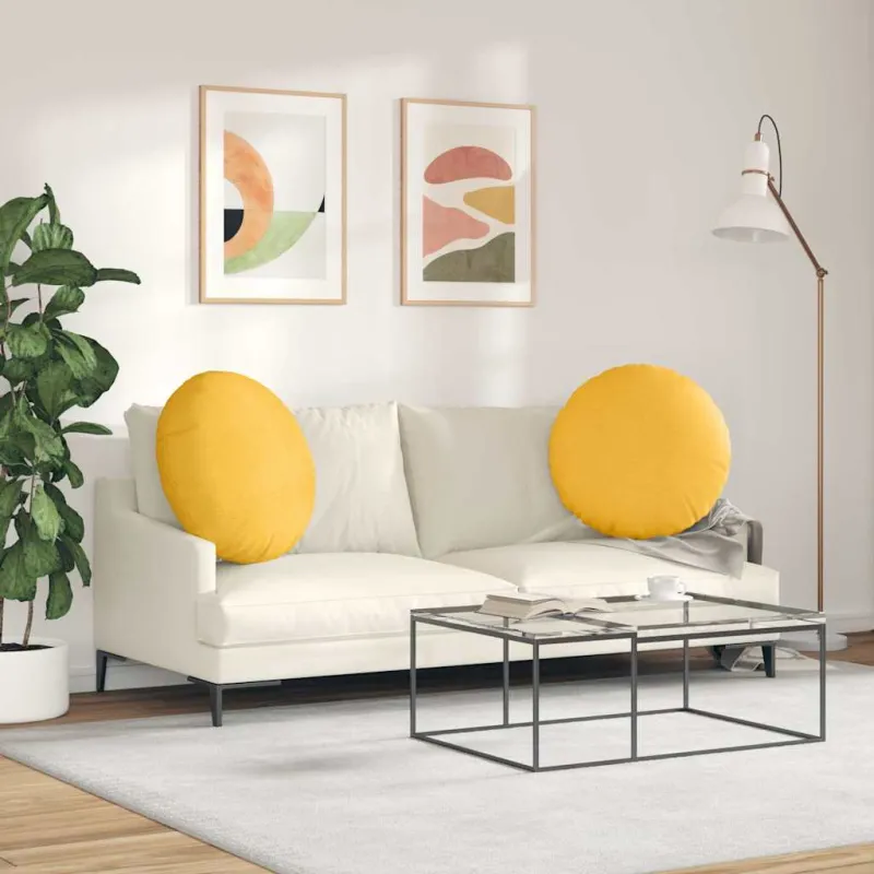 Sėdynių pagalvėlės 2 pcs Šviesi geltona Ø60 x 21 cm