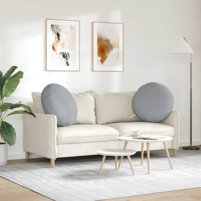 Sėdynių pagalvėlės 2 pcs Šviesiai pilka Ø80 x 29 cm audinys