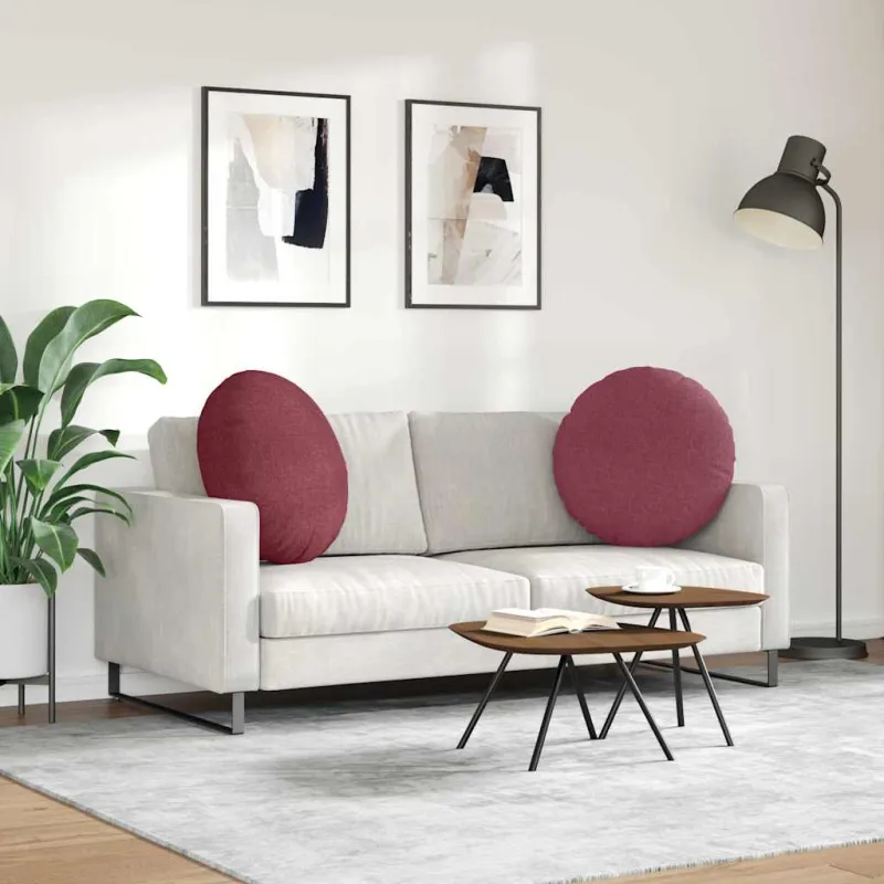 Sėdynių pagalvėlės 2 pcs Vyno raudona Ø80 x 29 cm audinys