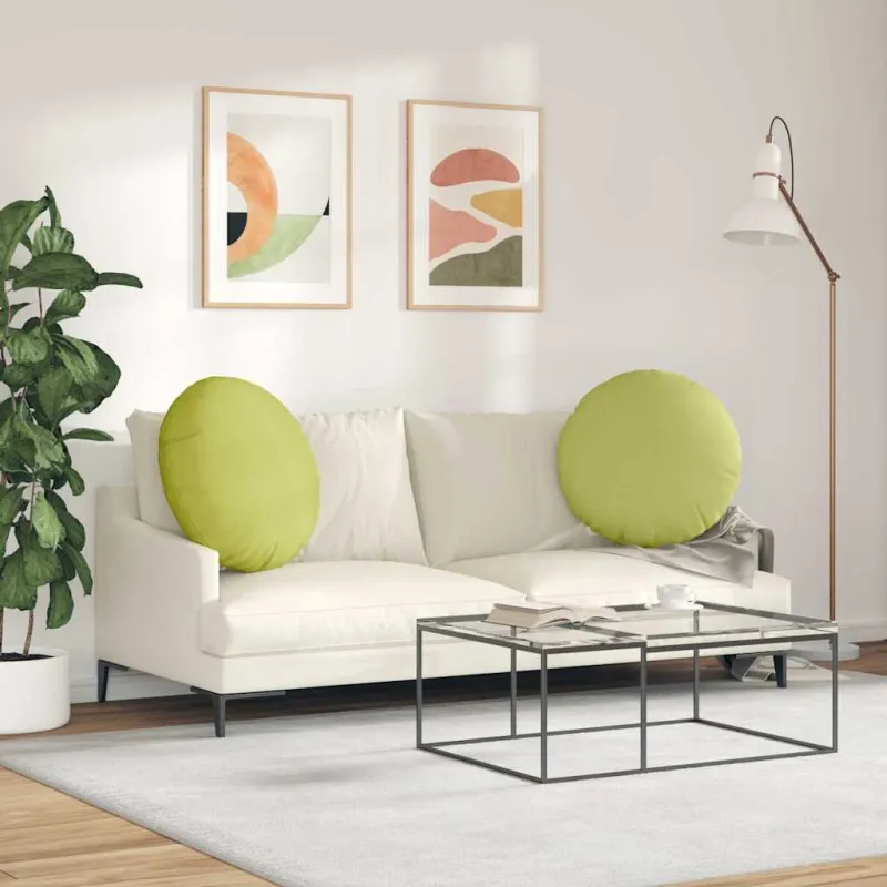 Sėdynių pagalvėlės 2 pcs Šviesiai žalia Ø80 x 29 cm audinys