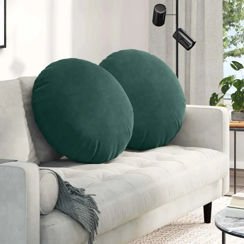 Sėdynių pagalvėlės 2 pcs Tamsiai žalia Ø 80 x 29 cm Aksomas