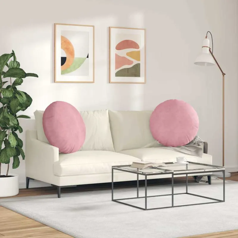 Sėdynių pagalvėlės 2 pcs Rožinė Ø 80 x 29 cm Aksomas