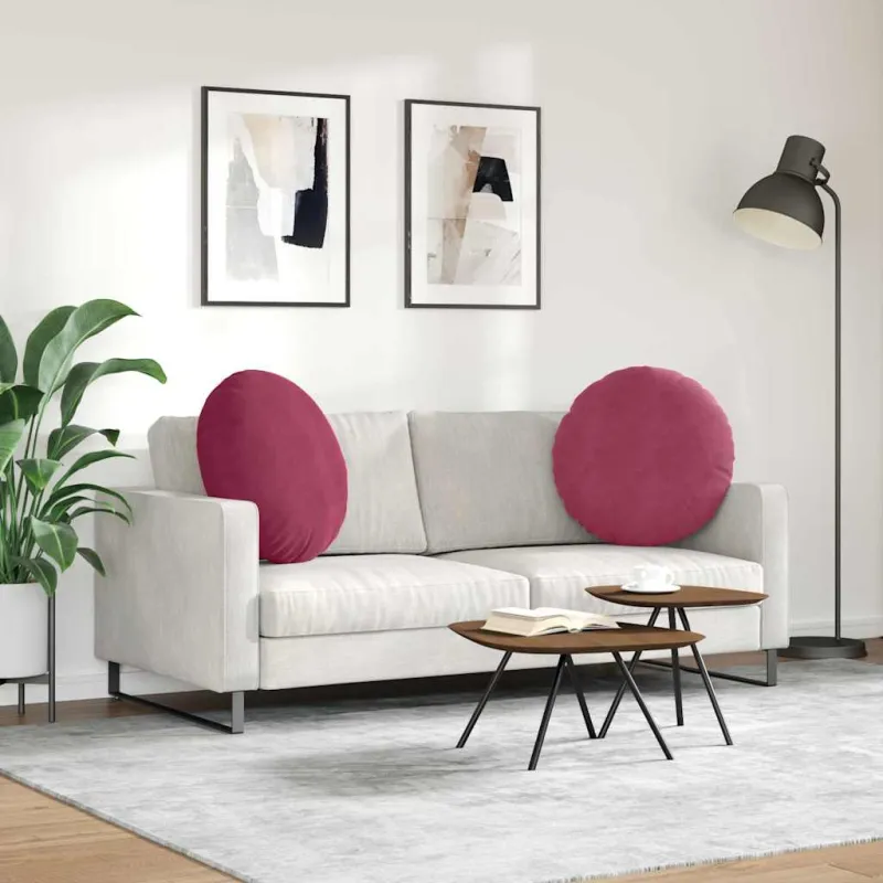 Sėdynių pagalvėlės 2 pcs Vyno raudona Ø 80 x 29 cm Aksomas
