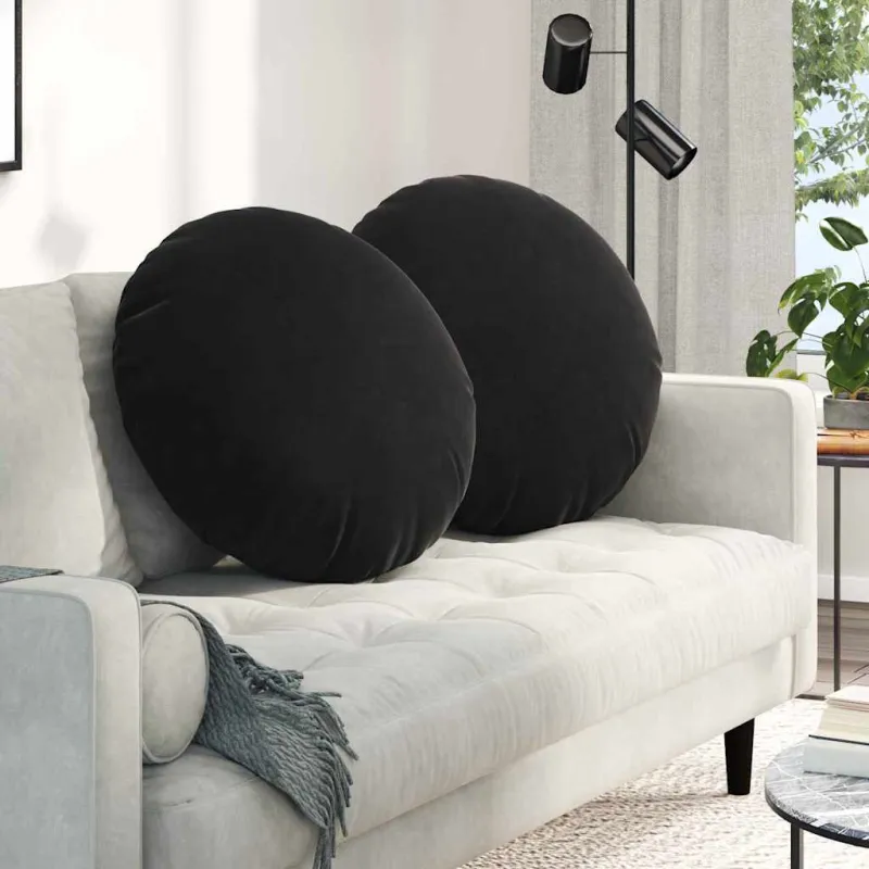 Sėdynių pagalvėlės 2 pcs Juoda Ø 80 x 29 cm Aksomas