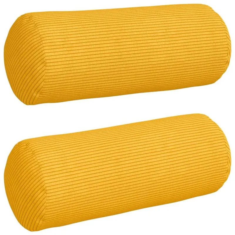 Pagalvės 2 pcs Šviesi geltona Ø 15 x 40 cm Kordūrinis audinys