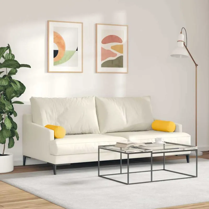 Pagalvės 2 pcs Šviesi geltona Ø 15 x 40 cm Kordūrinis audinys
