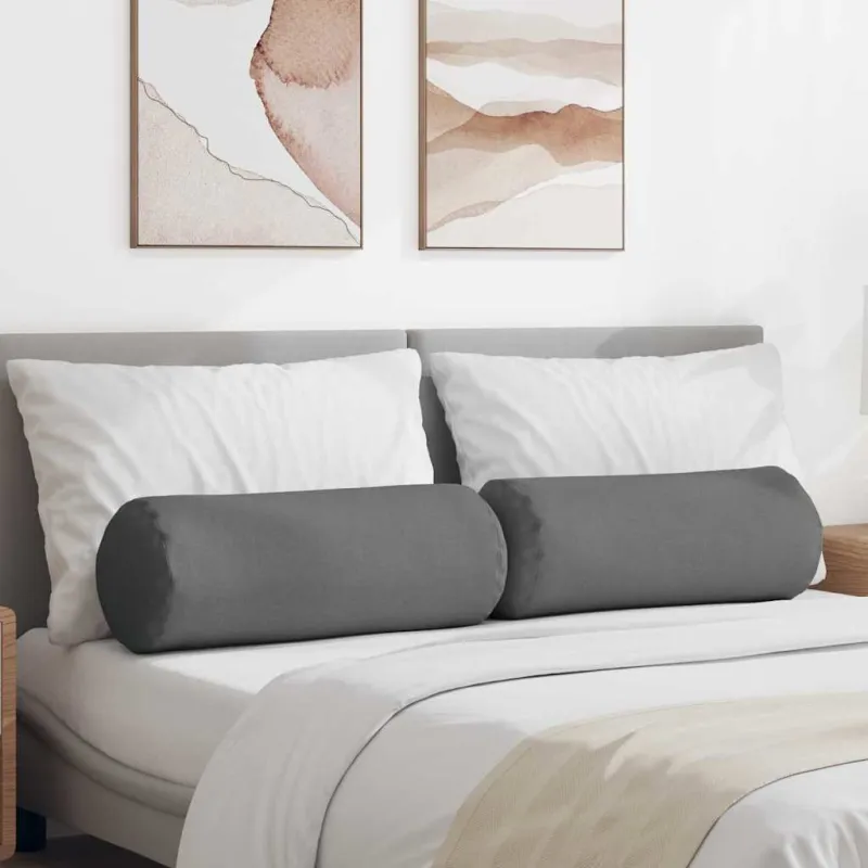 Pagalvės 2 pcs Tamsiai pilka Ø 25 x 70 cm audinys