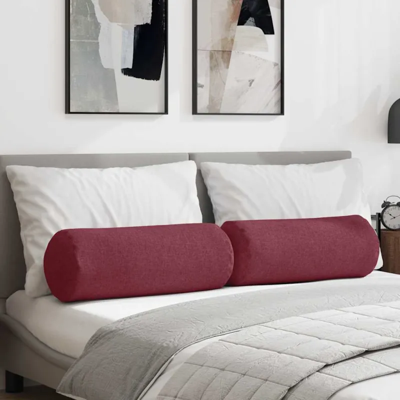 Pagalvės 2 pcs Vyno raudona Ø 25 x 70 cm audinys