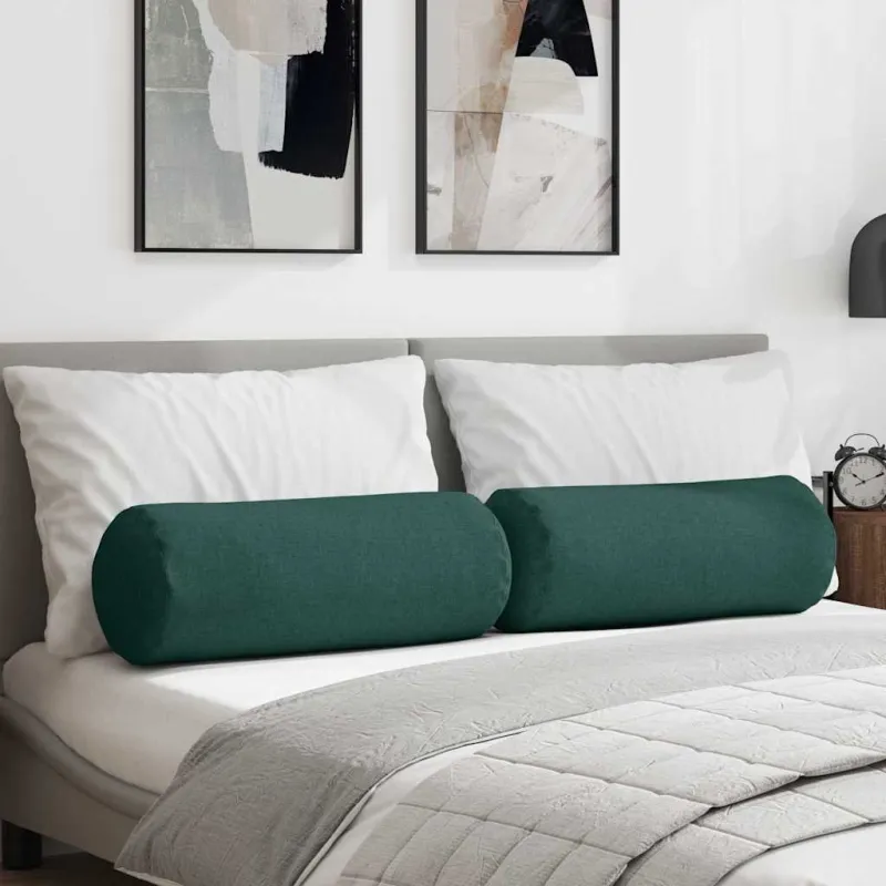 Pagalvės 2 pcs Tamsiai žalia Ø 25 x 70 cm audinys