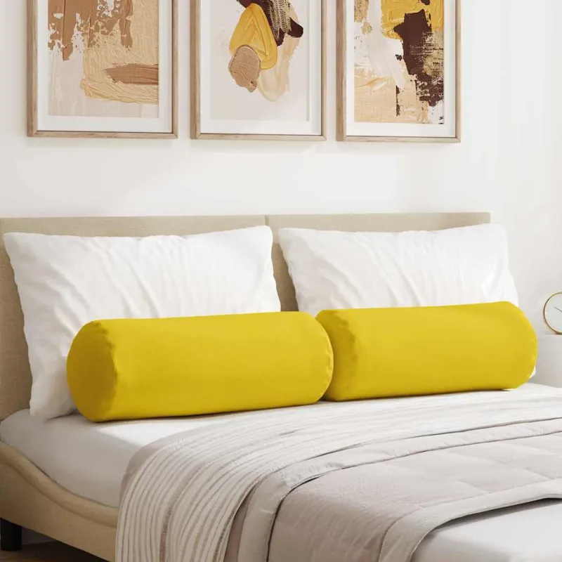 Pagalvės 2 pcs Šviesi geltona Ø 25 x 70 cm audinys