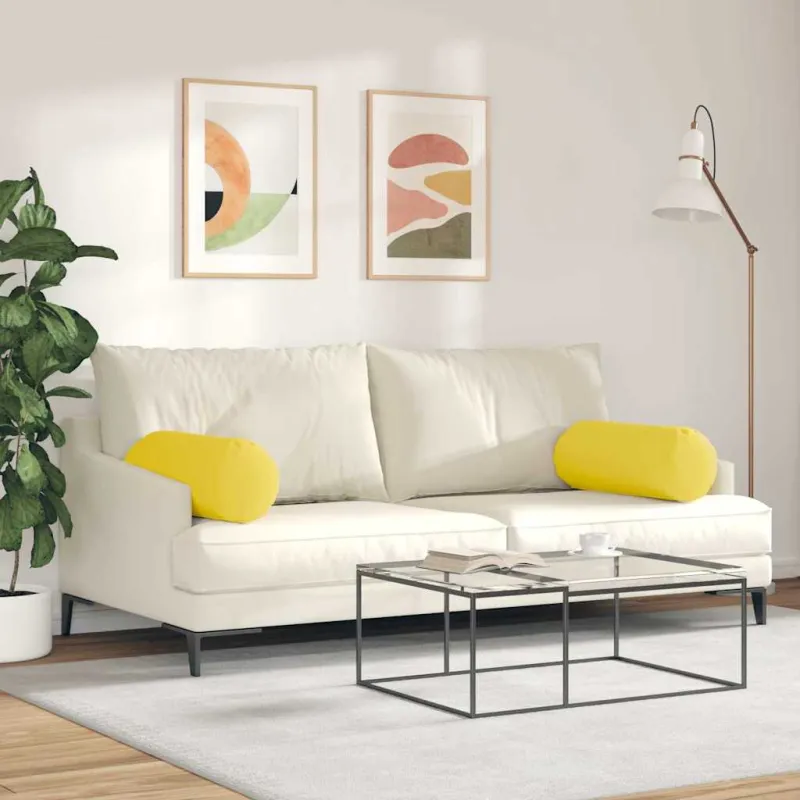 Pagalvės 2 pcs Šviesi geltona Ø 25 x 70 cm audinys