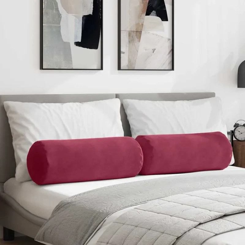 Pagalvės 2 pcs Vyno raudona Ø 25 x 70 cm Kordūrinis audinys