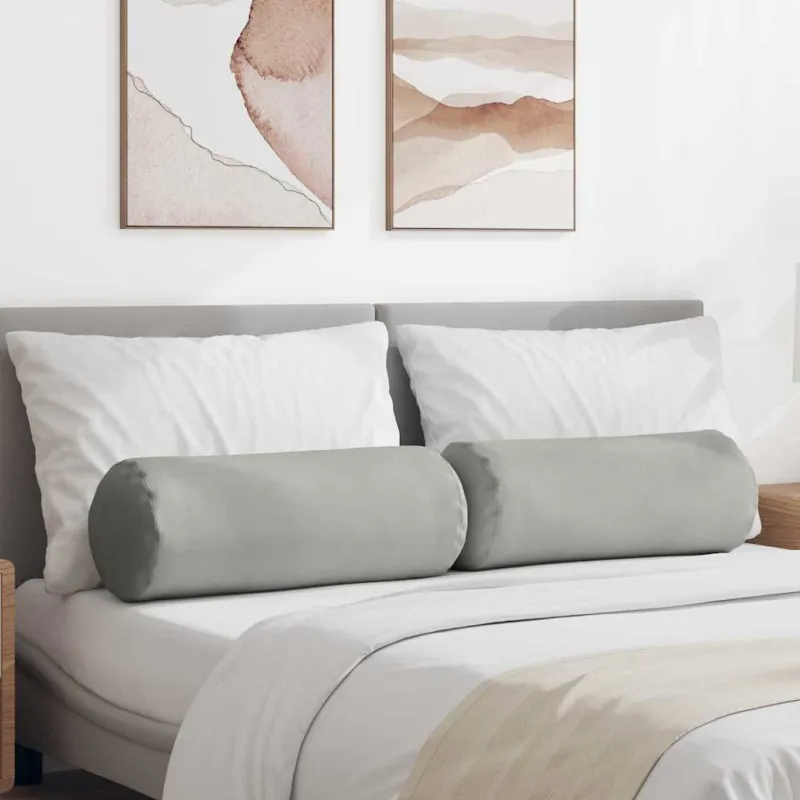 Pagalvės 2 pcs Šviesiai pilka Ø 25 x 70 cm Mikropluošto audinys