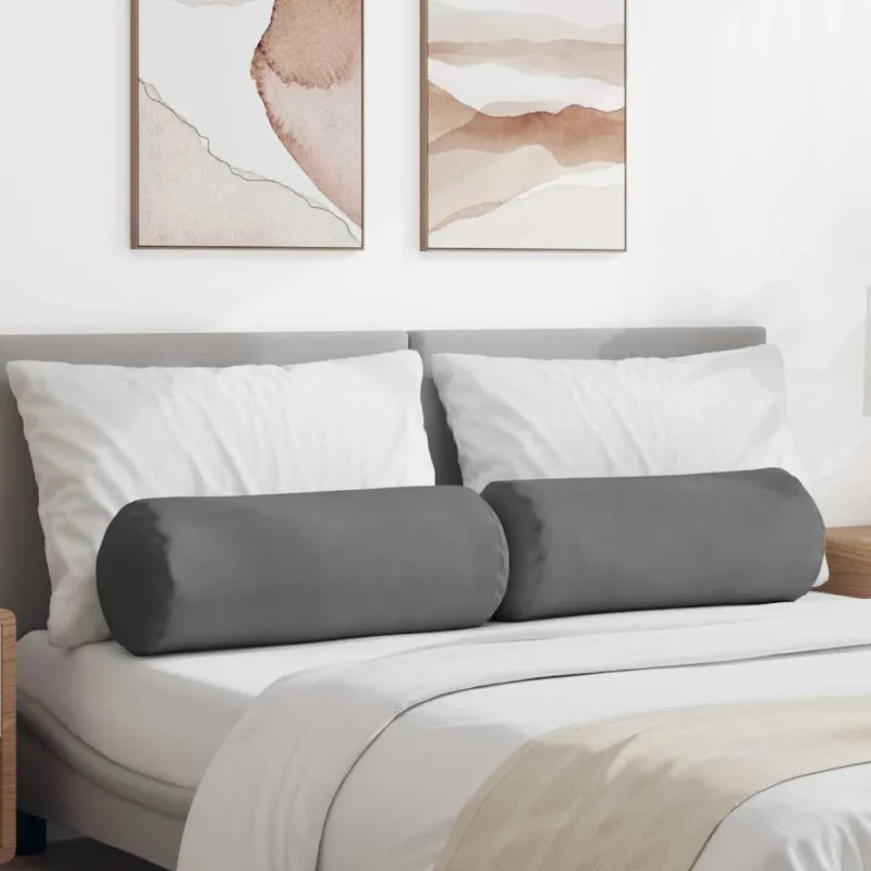 Pagalvės 2 pcs Tamsiai pilka Ø 25 x 70 cm Mikropluošto audinys